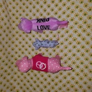 Victoria's Secret Pink Stuffed Labrador Lot of 3 Dogs Puppy Peace Love